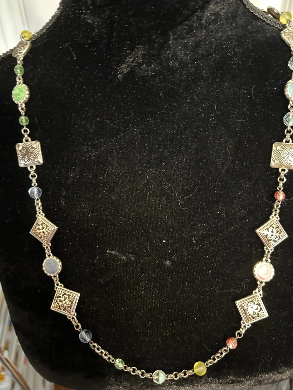 Brighton Multicolor Beaded Silver-Tone Long Necklace NWOT